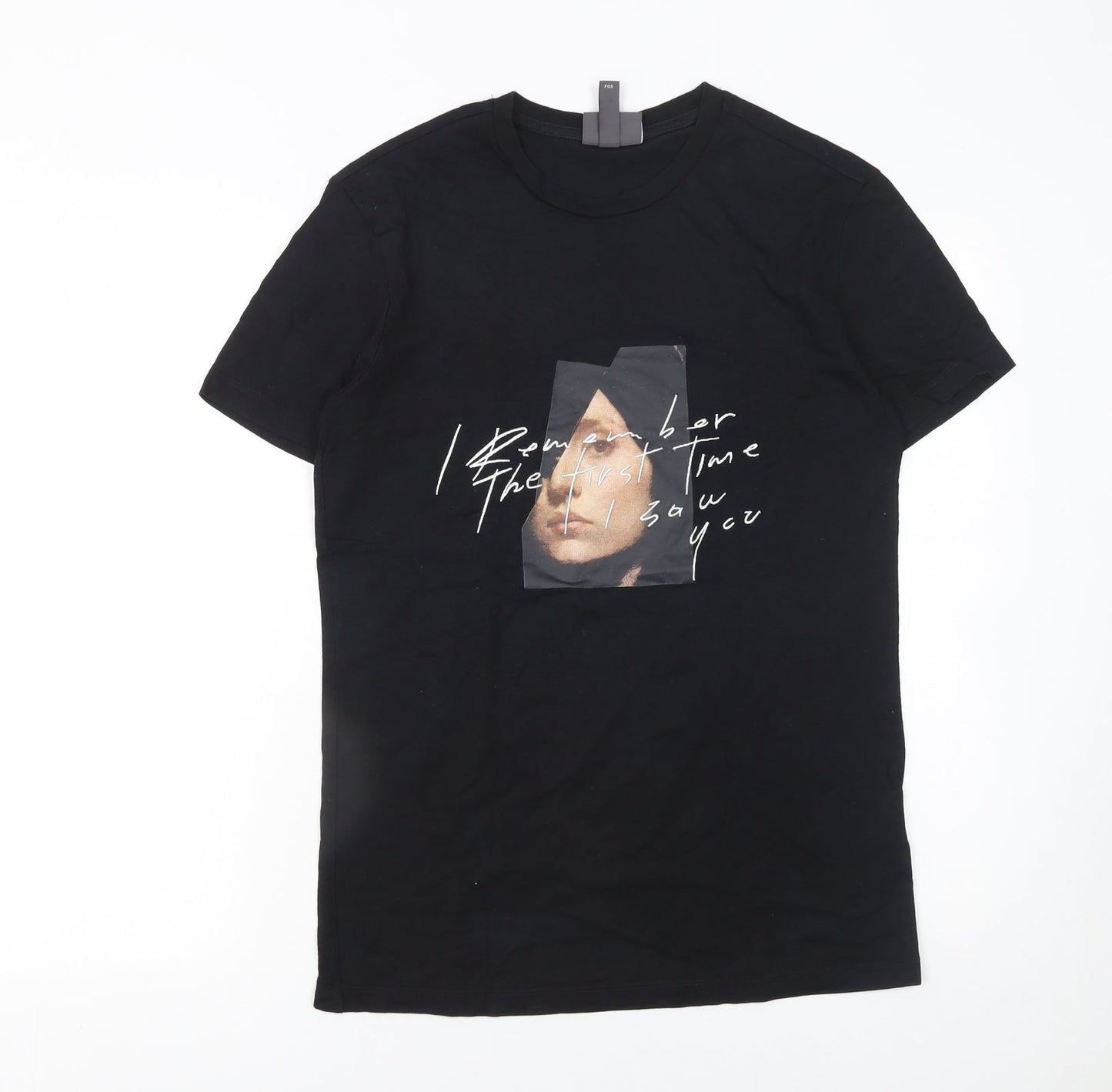 H&M Women’s Black Art Print Cotton T-Shirt Size XS