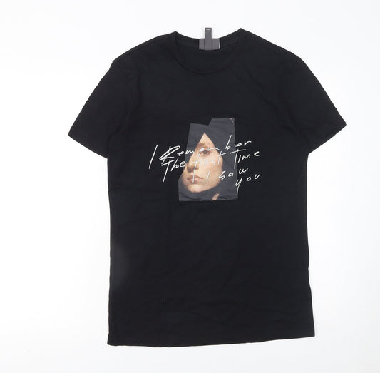 H&M Women’s Black Art Print Cotton T-Shirt Size XS