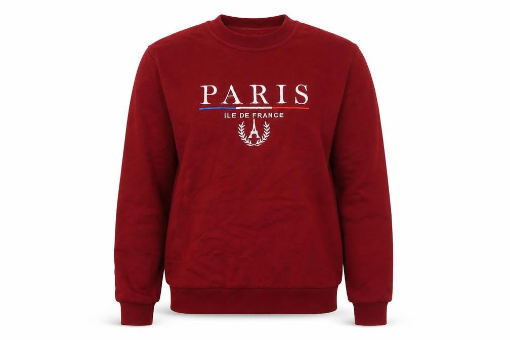Paris Tour D'Or Red Crew Neck Sweatshirt Women S Paris Print Pullover