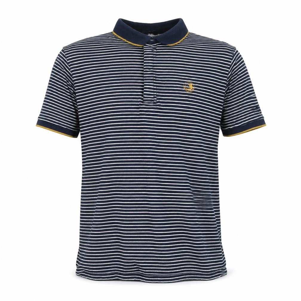 Regatta Mens Blue Striped Cotton Polo Shirt L Short Sleeve Collared