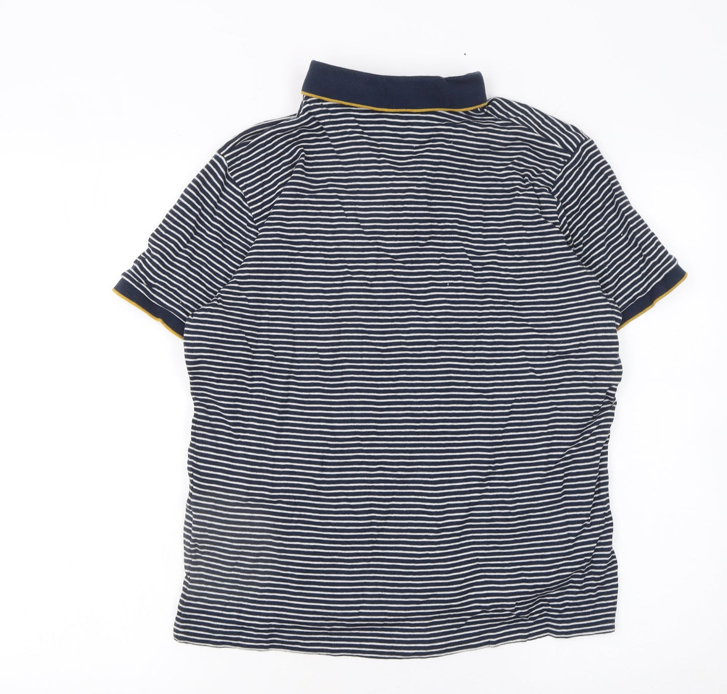 Regatta Mens Blue Striped Cotton Polo Shirt L Short Sleeve Collared