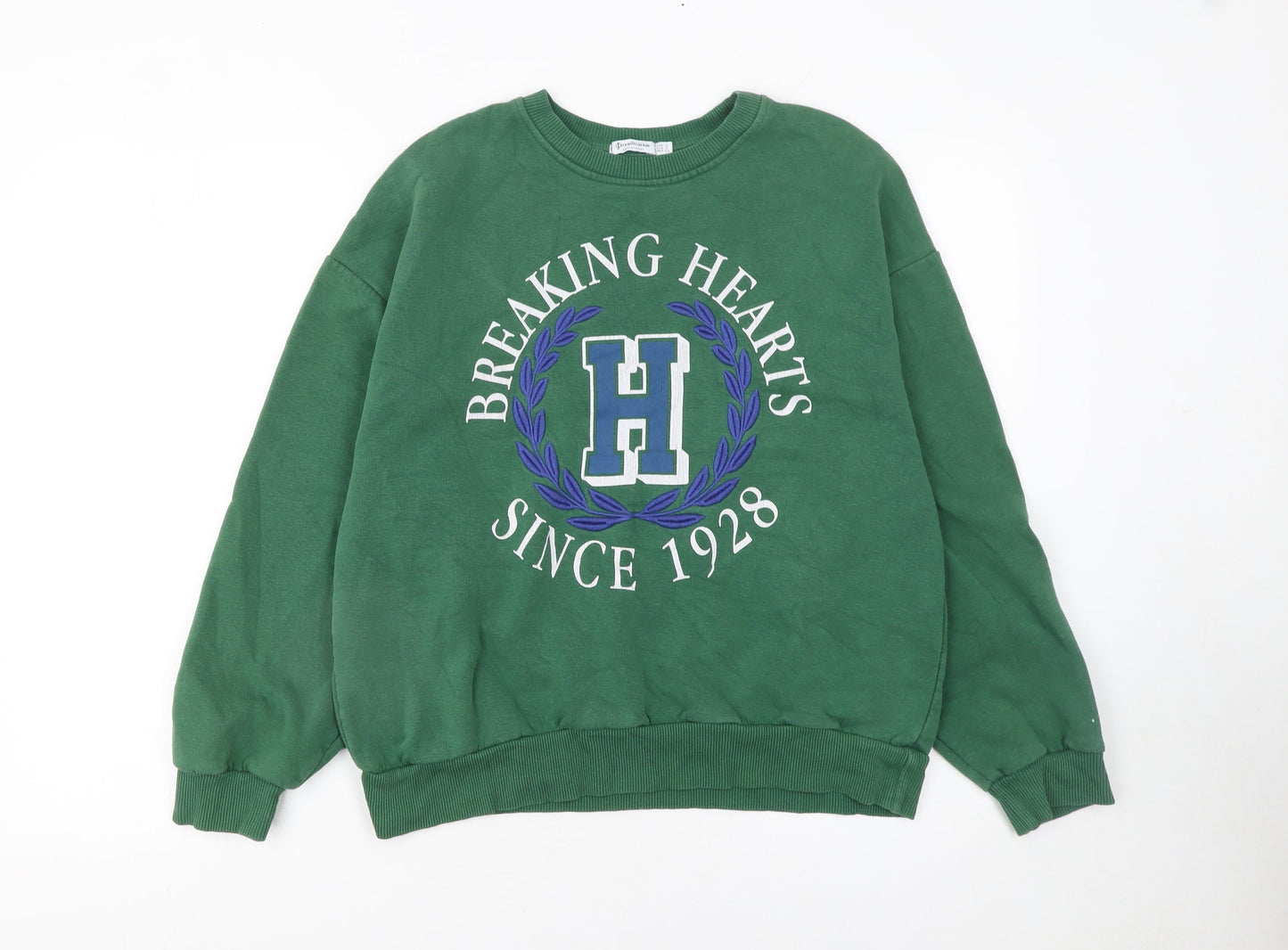Stradivarius Women's Green Crew Neck Pullover Sweatshirt Size S