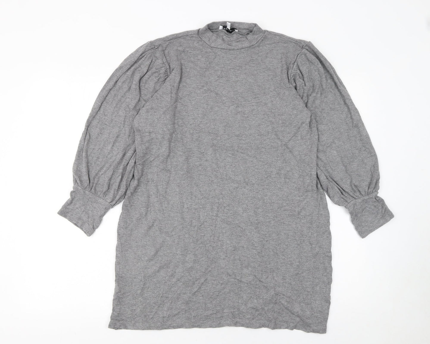 Warehouse Women’s Grey Long Sleeve Mock Neck Shift Dress Size 12