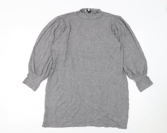 Warehouse Women’s Grey Long Sleeve Mock Neck Shift Dress Size 12