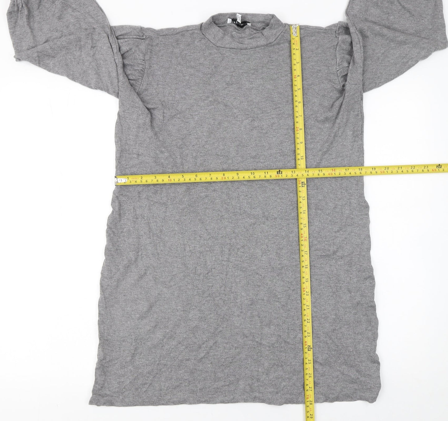 Warehouse Women’s Grey Long Sleeve Mock Neck Shift Dress Size 12