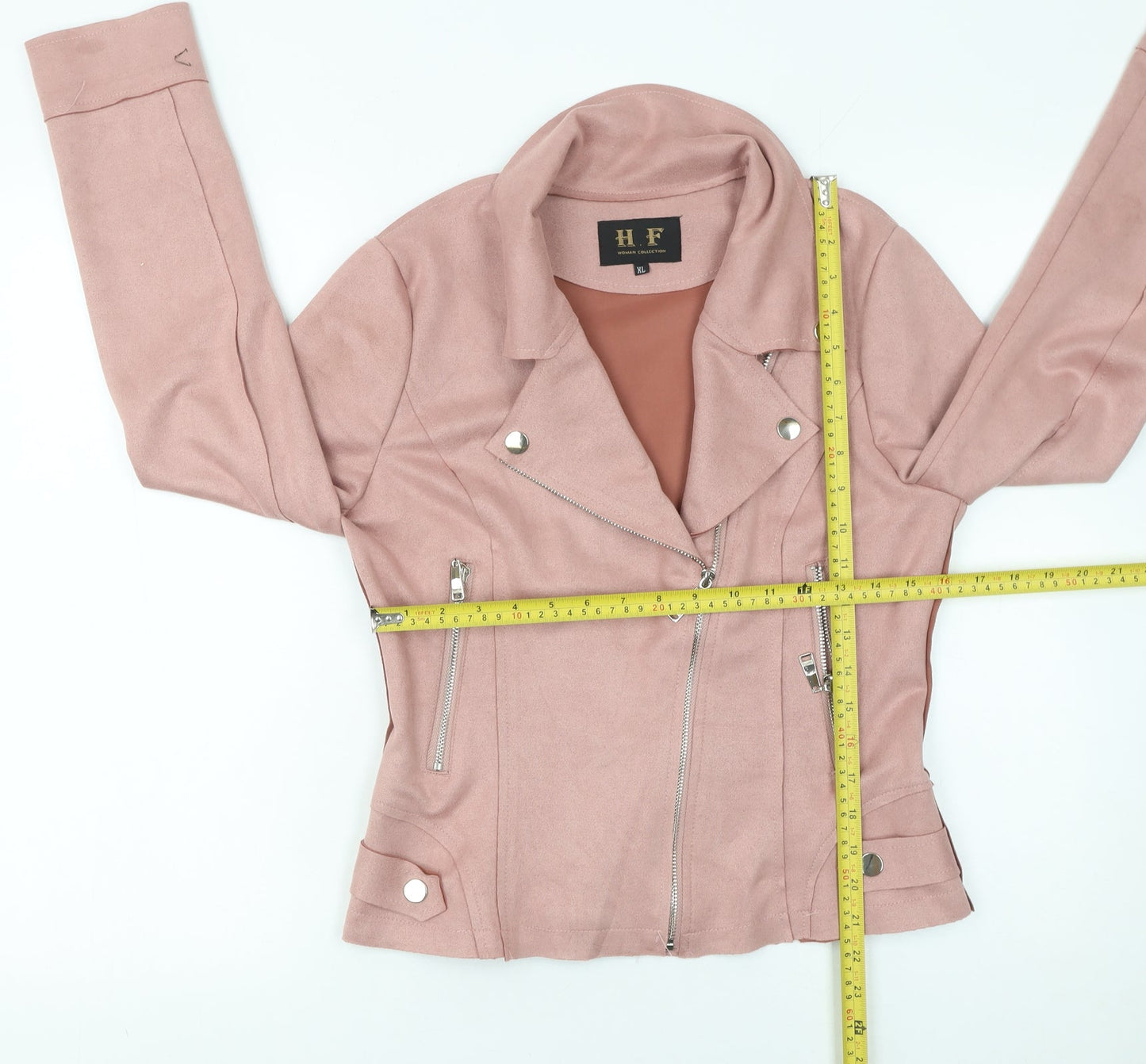 H F Womens Pink Biker Jacket XL Softshell Zip Detail