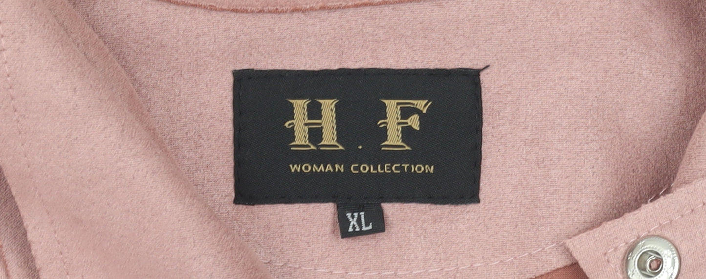 H F Womens Pink Biker Jacket XL Softshell Zip Detail