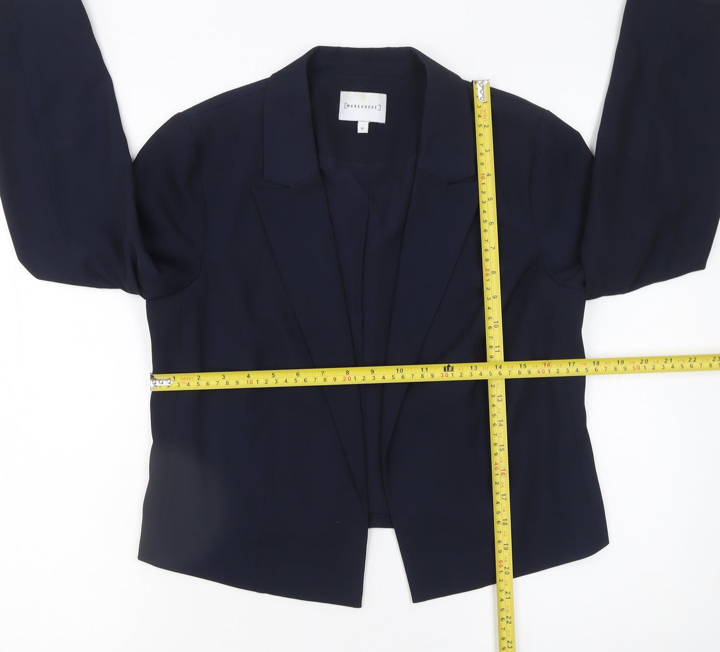 Warehouse Women Navy Blue Blazer Jacket UK 10 Polyester Blend