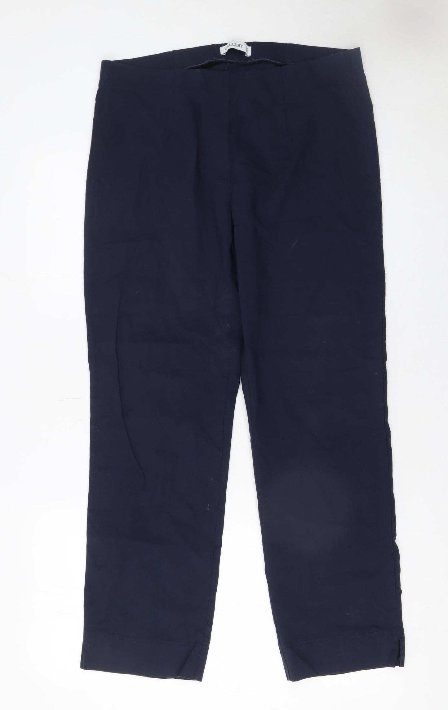 Gallery Women's Blue Size 16 Stretch Viscose Straight Leg Trousers