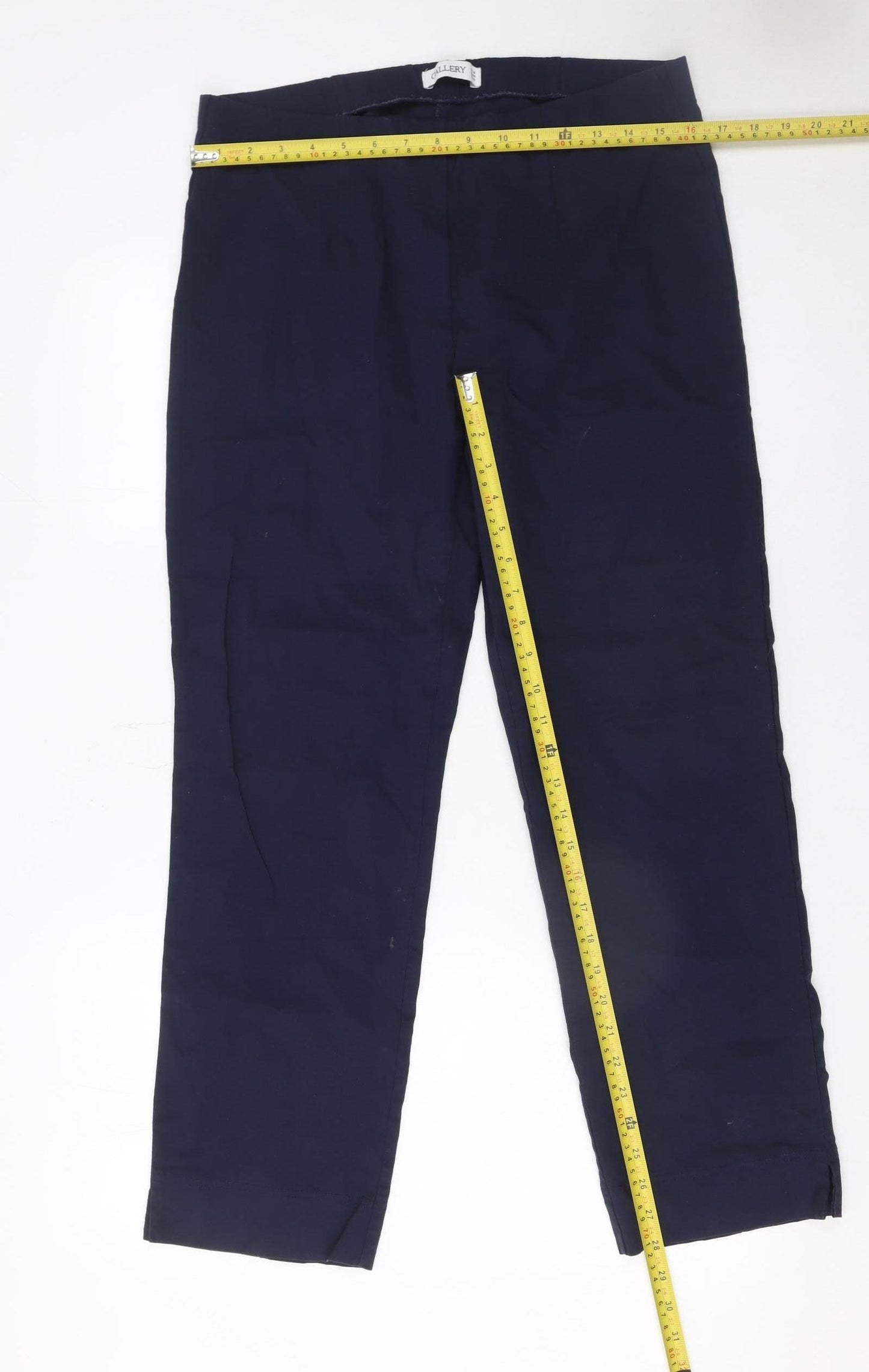 Gallery Women's Blue Size 16 Stretch Viscose Straight Leg Trousers