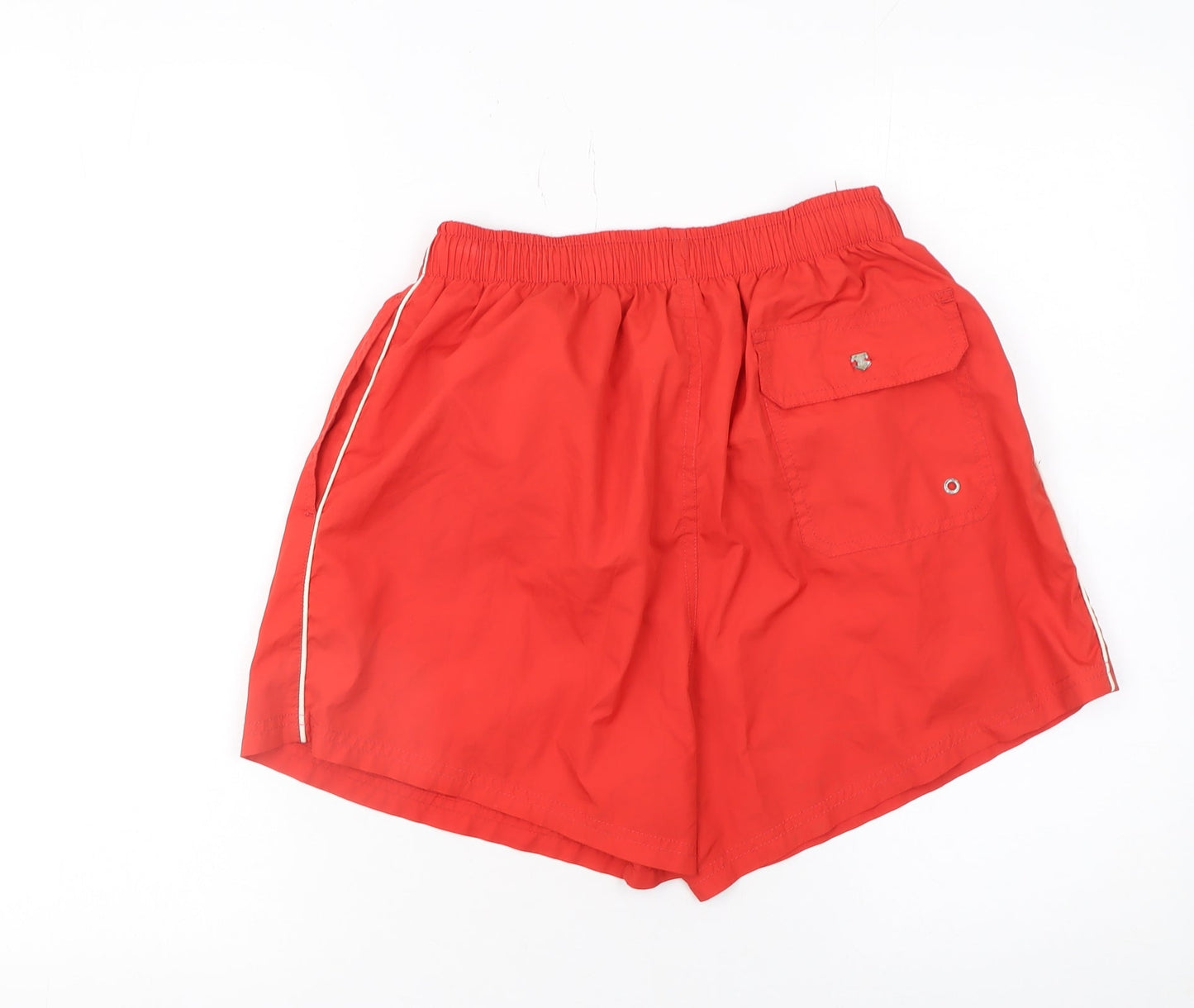 Massimo Dutti Men Red Swim Shorts M Polyester Quick Dry Elastic Waist