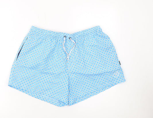 Bugatti Men's Blue Floral Swim Shorts M Elastic Waist Quick Dry