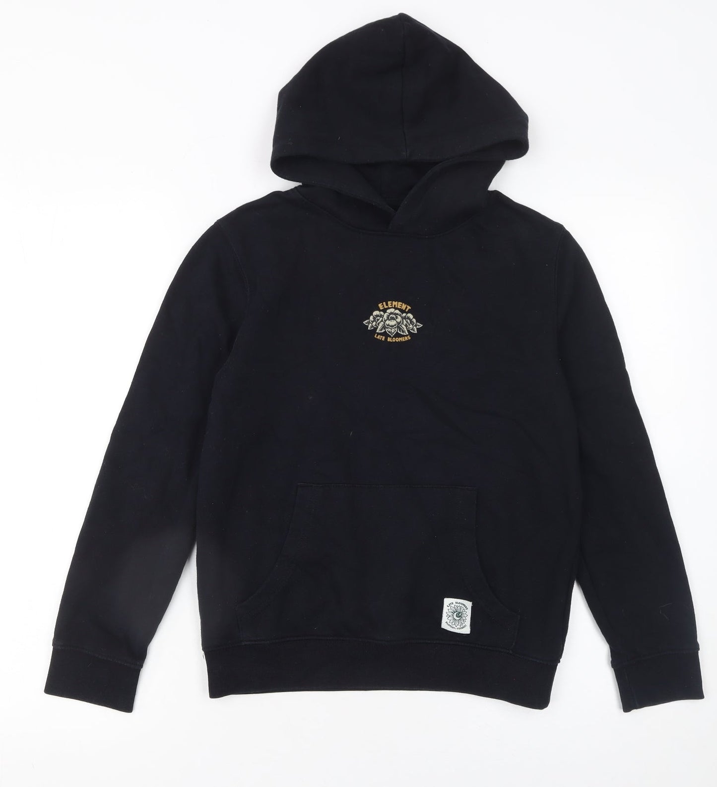 Element Unisex Kids Black Pullover Hoodie 12 Years Graphic Print Fleece