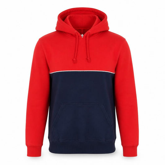 H&M Men's Red and Blue Pullover Hoodie Size S Cotton Blend