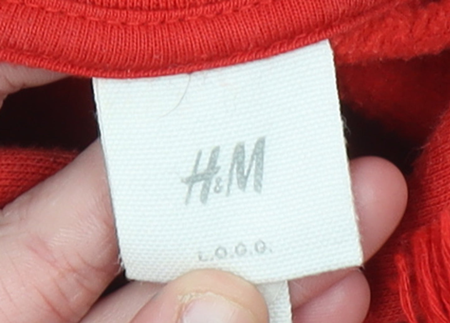 H&M Men's Red and Blue Pullover Hoodie Size S Cotton Blend