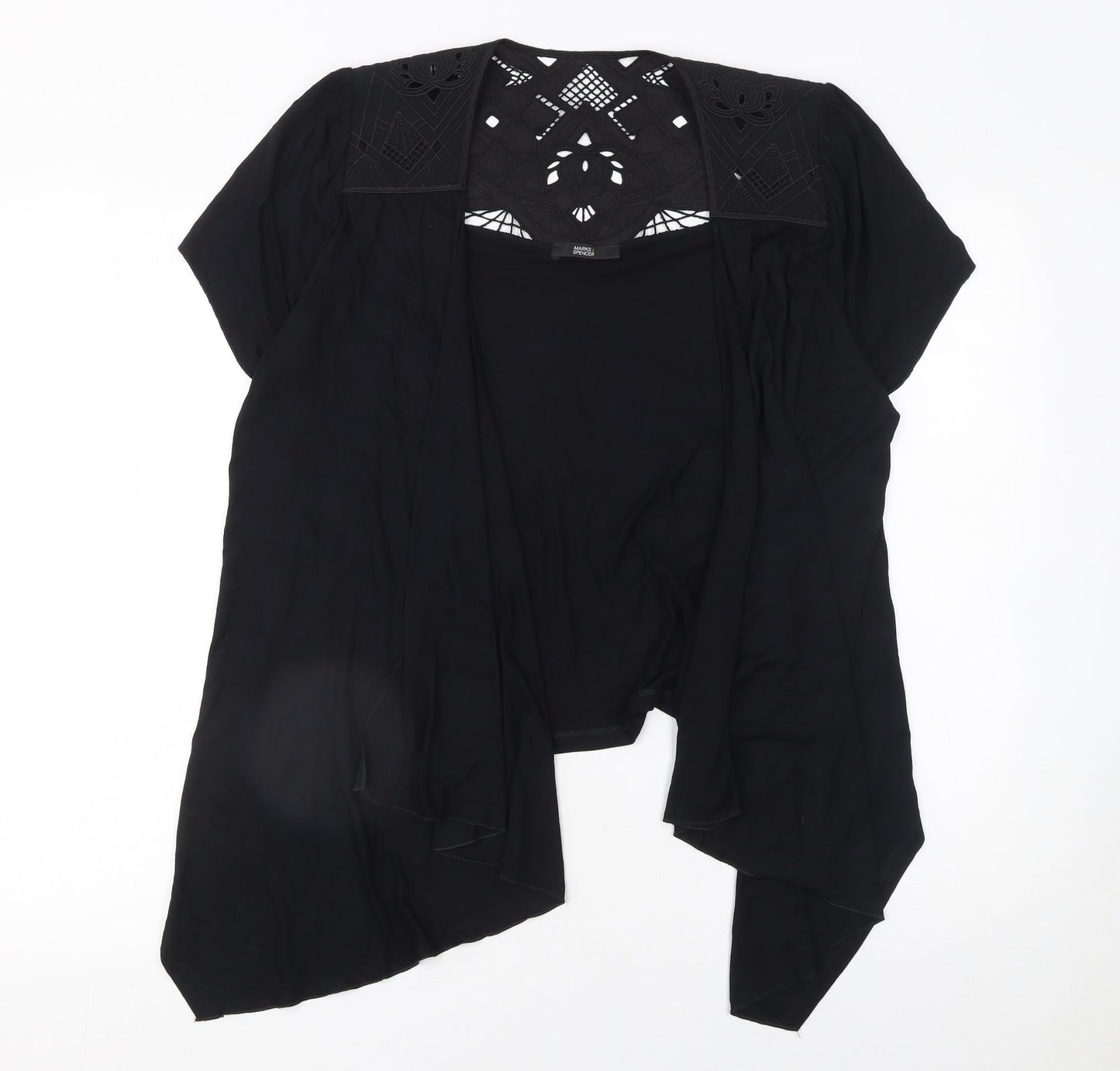 Marks and Spencer Women's Black Size 14 Open Crochet Cardigan