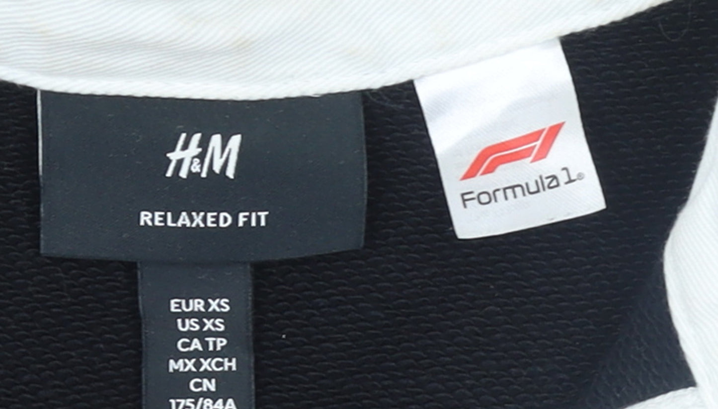 H&M Formula 1 Black Cotton Relaxed Fit Women's Sweatshirt XS