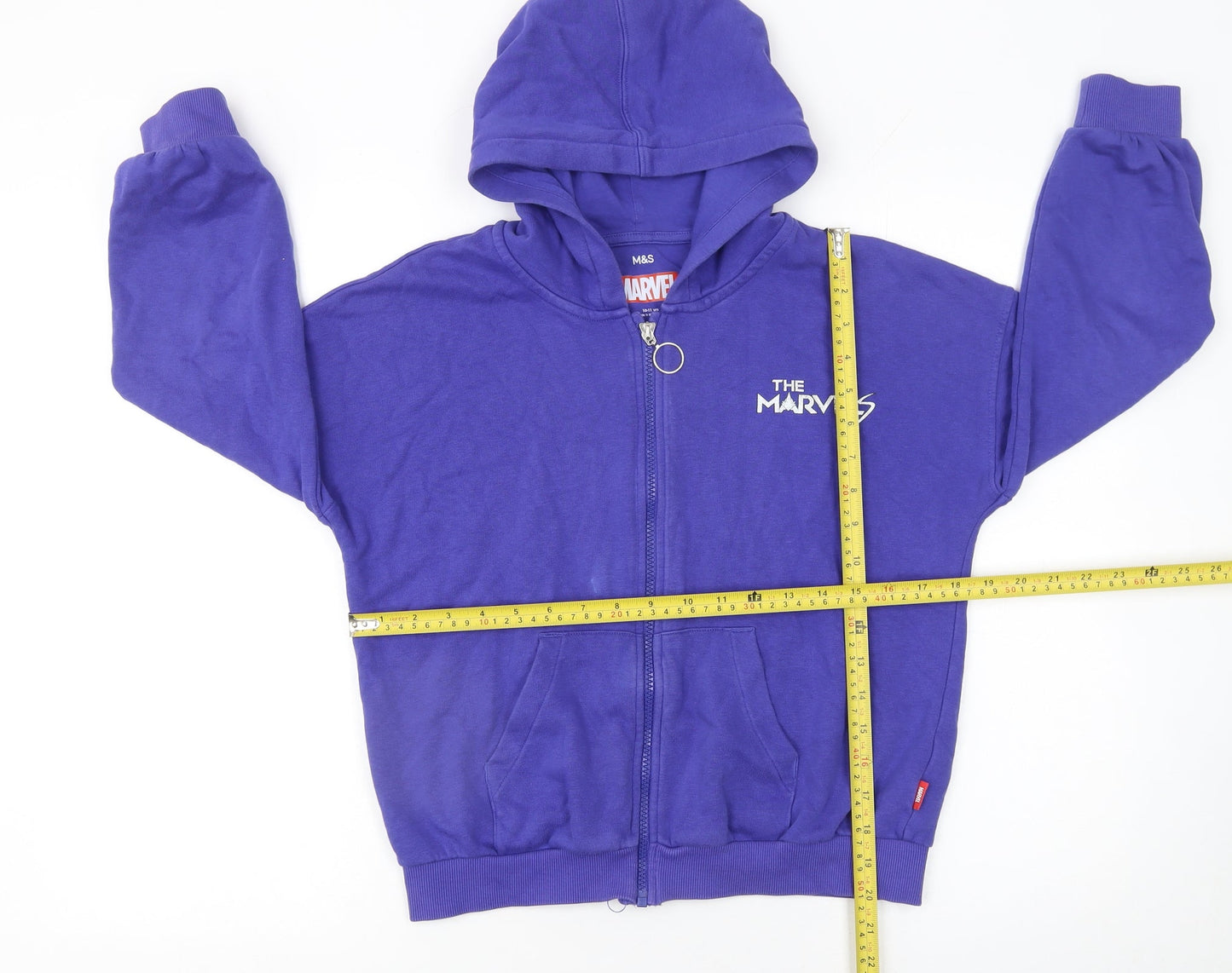 Marks and Spencer Girls Purple The Marvels Full Zip Hoodie 10-11 Years
