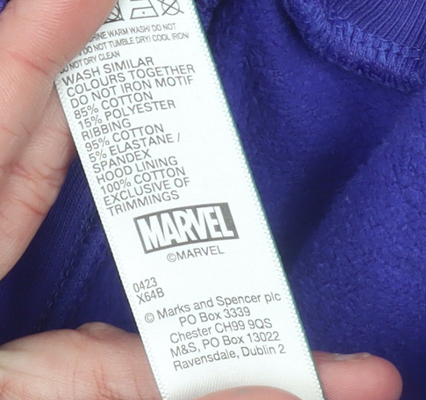 Marks and Spencer Girls Purple The Marvels Full Zip Hoodie 10-11 Years