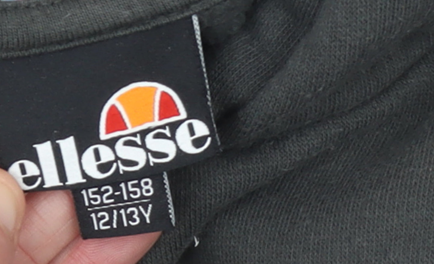 Ellesse Girls Black Hoodie 12-13 Years Pullover Marbled Pocket Cotton Blend