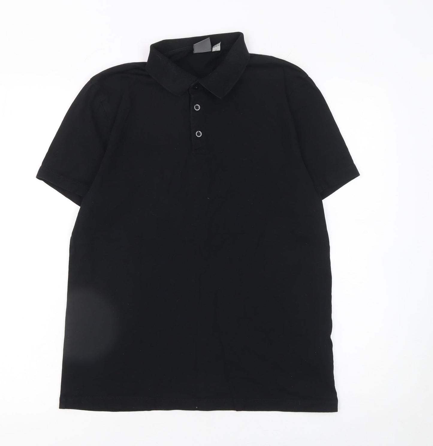 ASOS Men's Black Cotton Polo Shirt Size M Short Sleeve Regular Fit