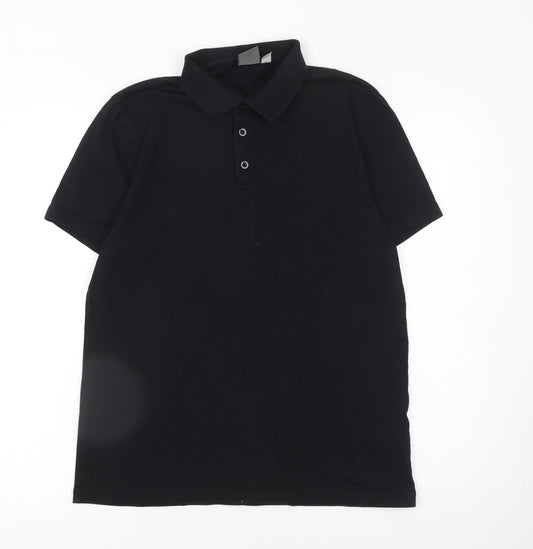 ASOS Men's Black Cotton Polo Shirt Size M Short Sleeve Regular Fit