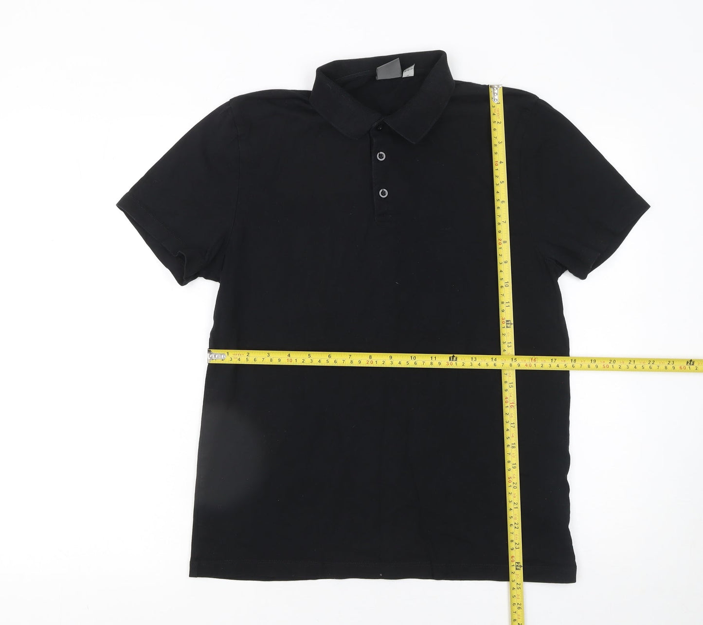 ASOS Men's Black Cotton Polo Shirt Size M Short Sleeve Regular Fit