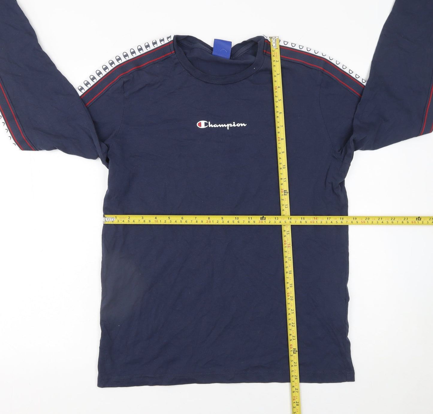 Champion Men's Blue Long Sleeve Crew Neck Cotton T-Shirt Size L