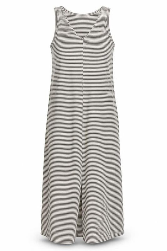 SELECTED FEMME Women Black Striped Midi Tank Dress M Cotton Stretch