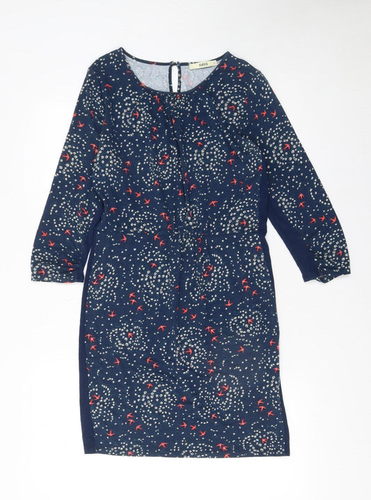 Oasis Women’s Blue Animal Print Shift Dress Size S Viscose Blend