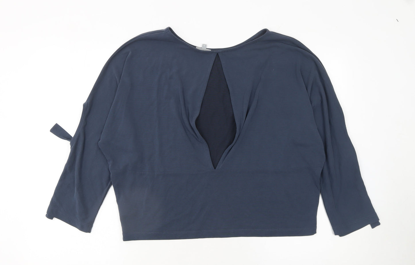 Oliver Bonas Women Blue Size 10 Relaxed Jersey Tie Sleeve Tunic Blouse
