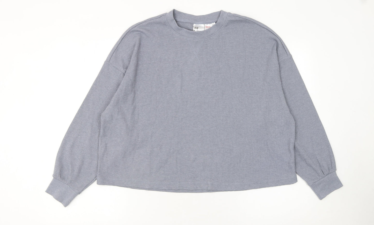 H&M Women’s Grey Long Sleeve Crew Neck Relaxed Fit T-Shirt Size 12