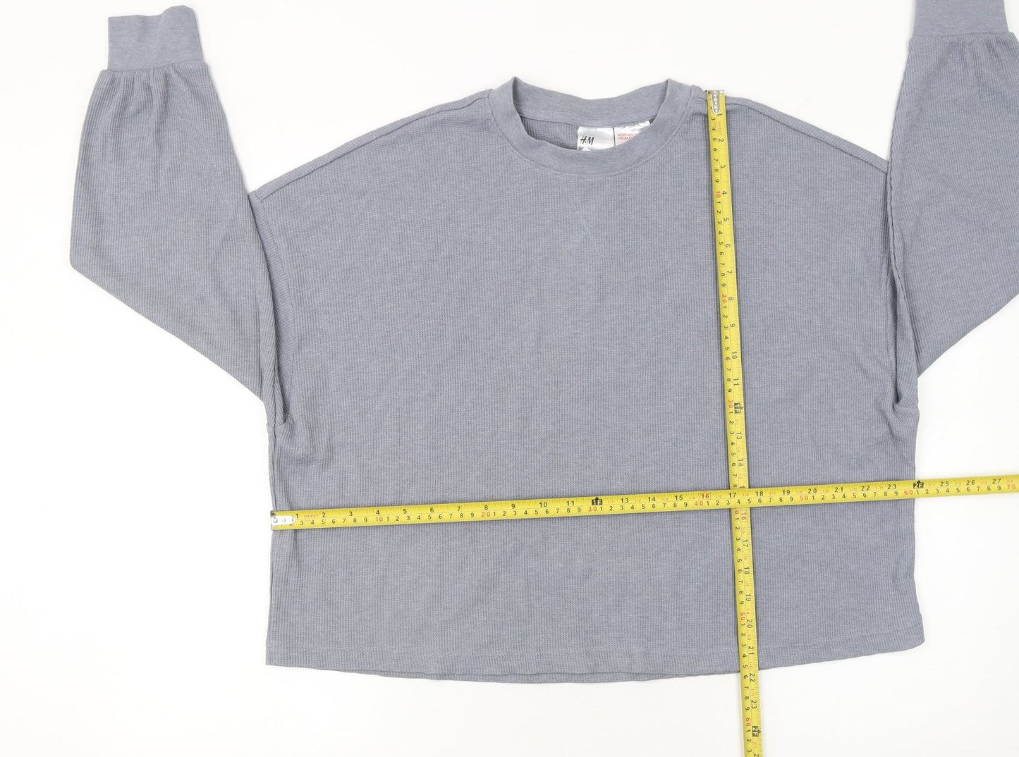 H&M Women’s Grey Long Sleeve Crew Neck Relaxed Fit T-Shirt Size 12