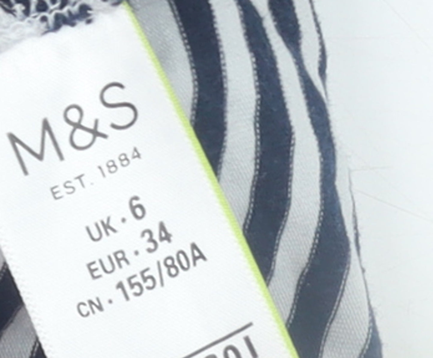 Marks and Spencer Women Blue Striped Roll Neck Long Sleeve Cotton Top Size 6