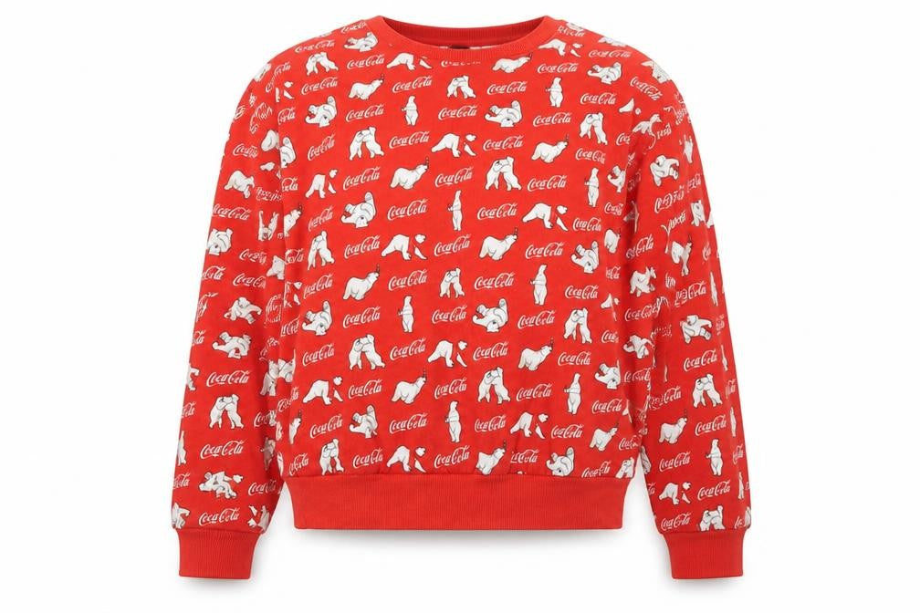 H&M Women Red Coca-Cola Polar Bear Pullover Sweatshirt Size S