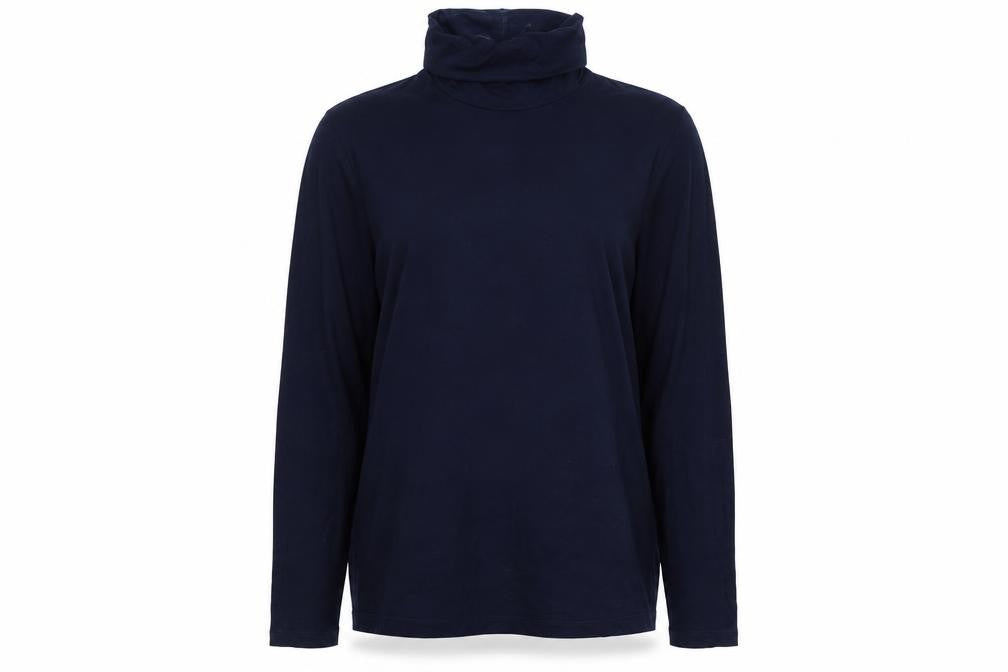 Lands' End Women's Blue Roll Neck Long Sleeve Jersey Top Size XL