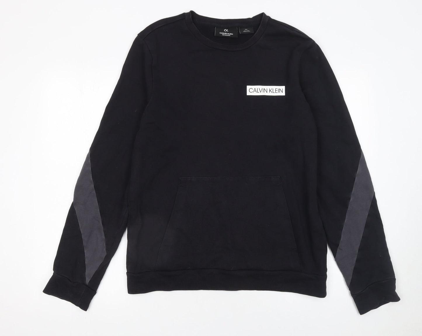Calvin Klein Men’s Black Crew Neck Pullover Sweatshirt M Regular Fit