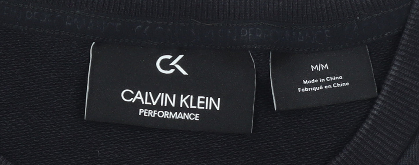 Calvin Klein Men’s Black Crew Neck Pullover Sweatshirt M Regular Fit
