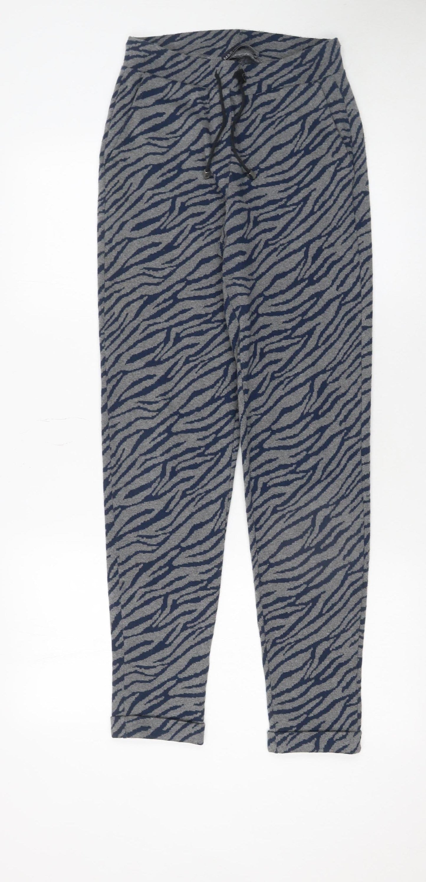 Marks and Spencer Women's Grey Animal Print Jogger Trousers Size 6