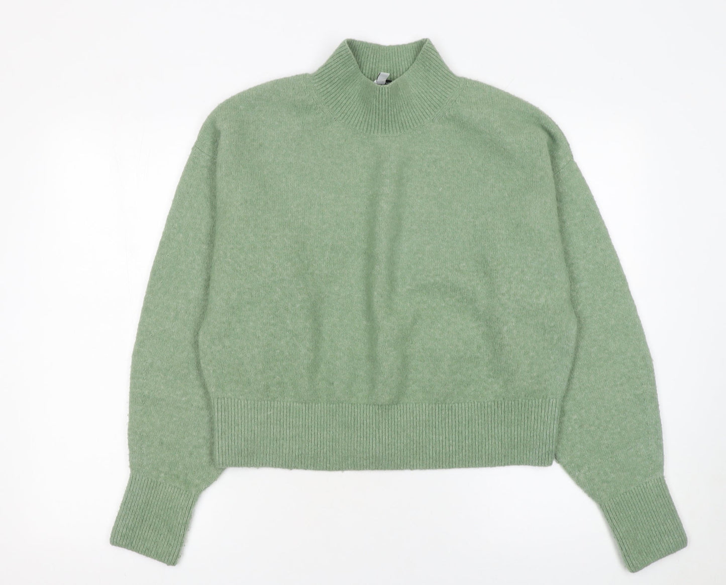 & Other Stories Women's Green Mock Neck Wool Blend Knit Jumper Size S