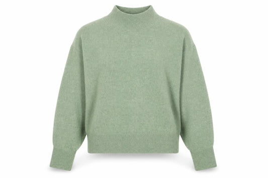 & Other Stories Women's Green Mock Neck Wool Blend Knit Jumper Size S
