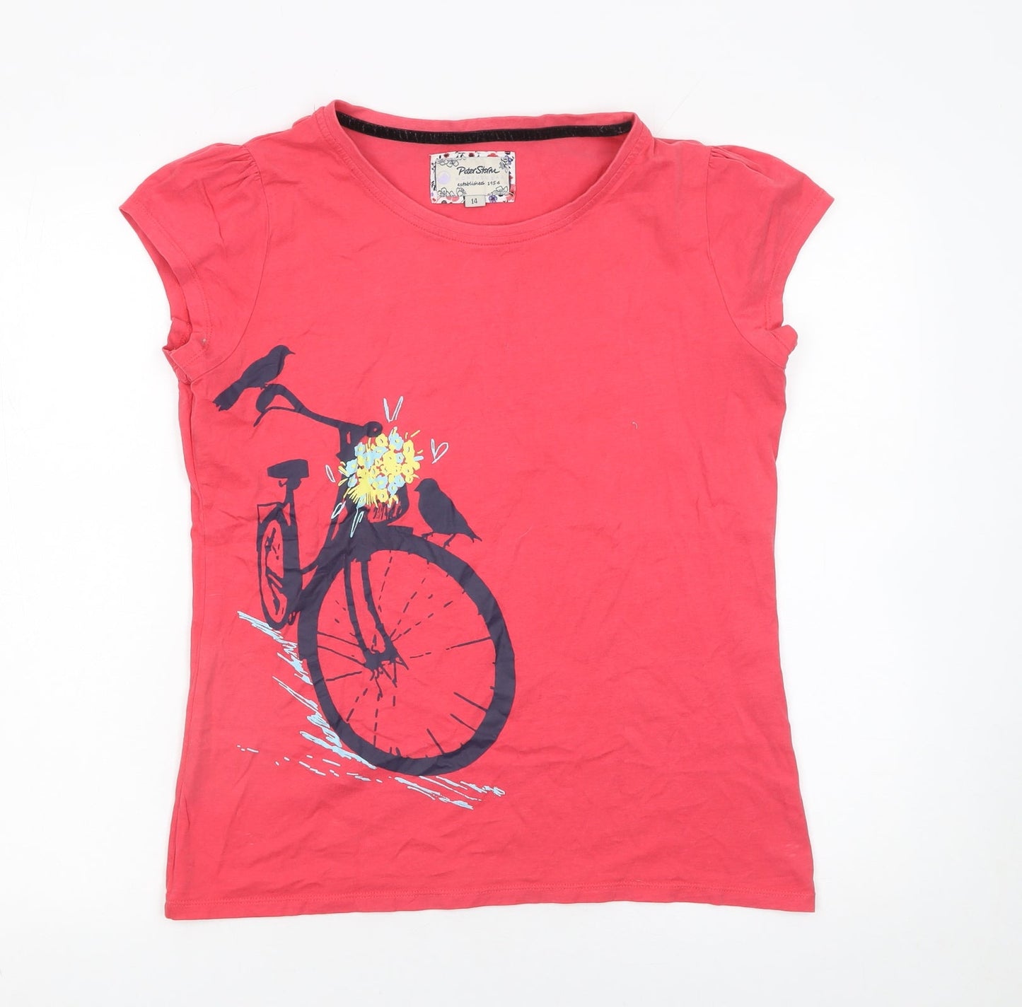 Peter Storm Womens Red Graphic Bicycle T-Shirt Size 14 Cotton