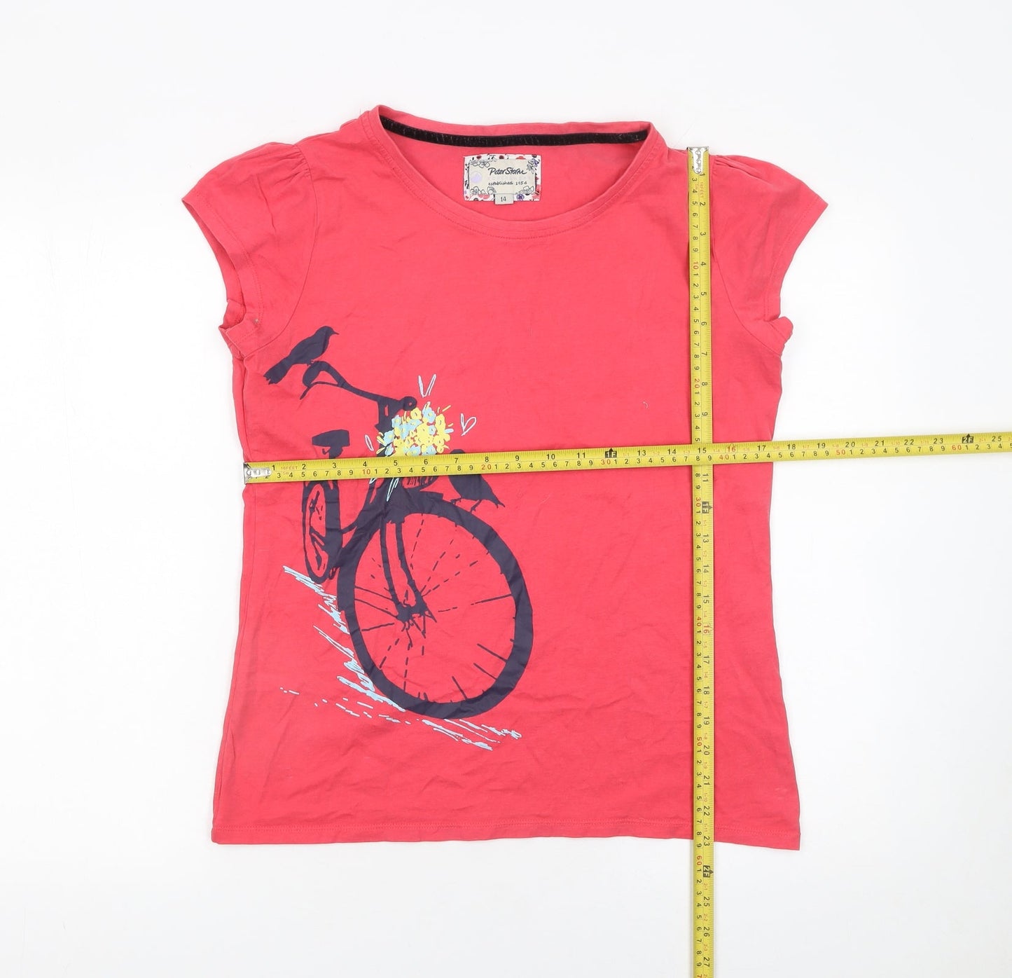 Peter Storm Womens Red Graphic Bicycle T-Shirt Size 14 Cotton
