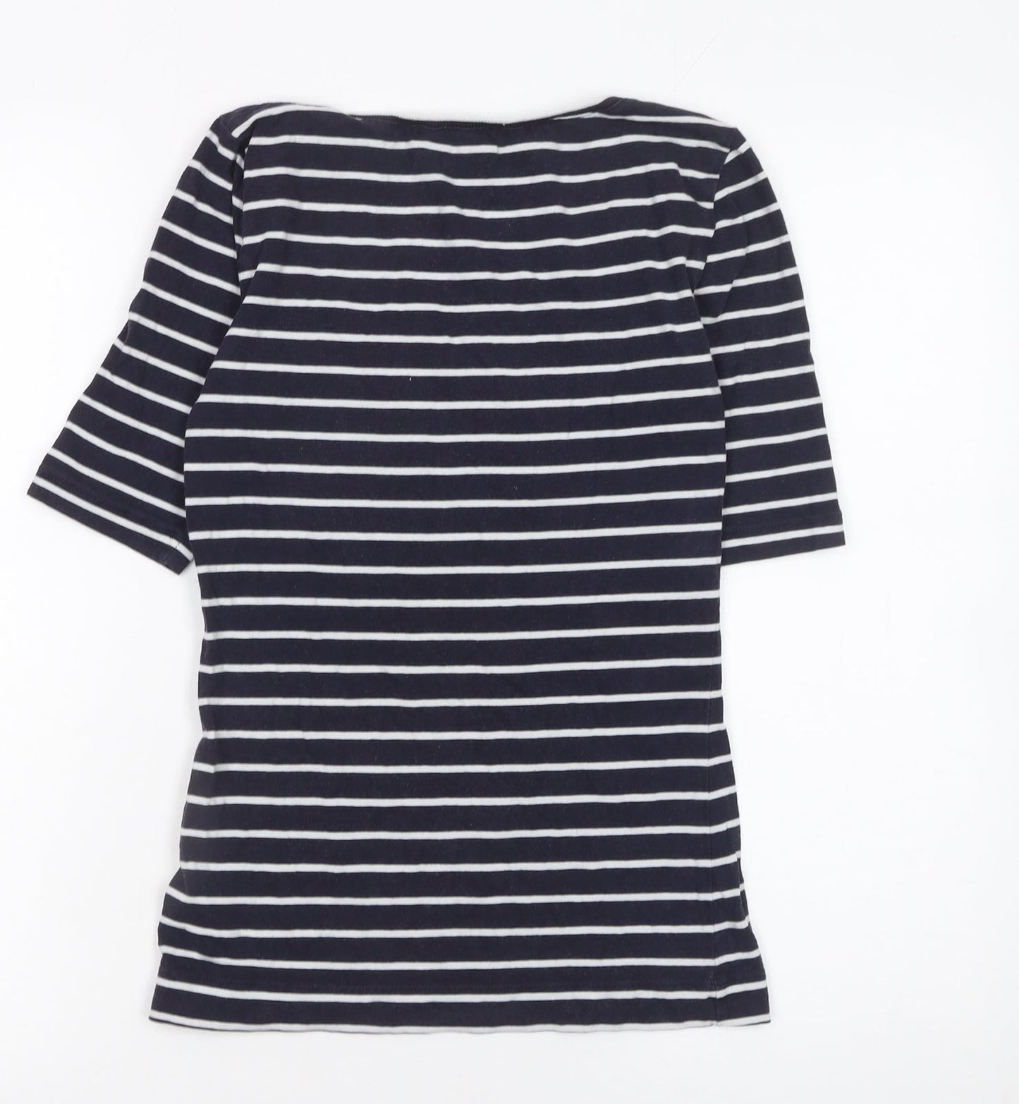French Connection Women's Blue Striped Scoop Neck Jersey T-Shirt Size S