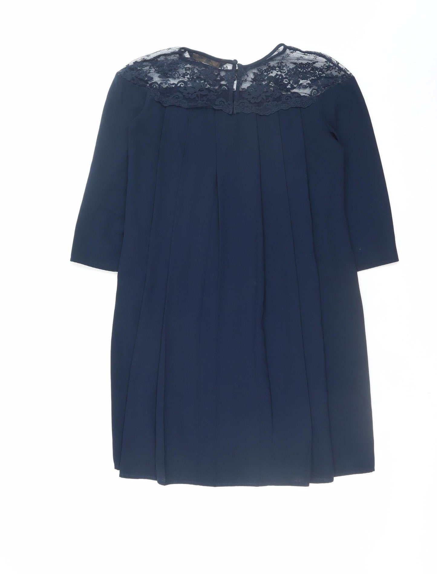 Zara Women’s Blue Lace Panel Shift Dress XS 3/4 Sleeve