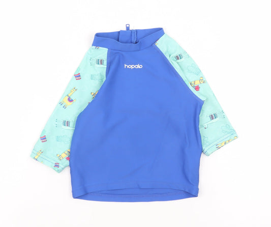Hopalo Unisex Baby Blue Rash Guard Swim Shirt 0-3 Months Nylon Elastane
