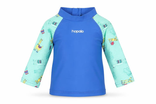 Hopalo Unisex Baby Blue Rash Guard Swim Shirt 0-3 Months Nylon Elastane