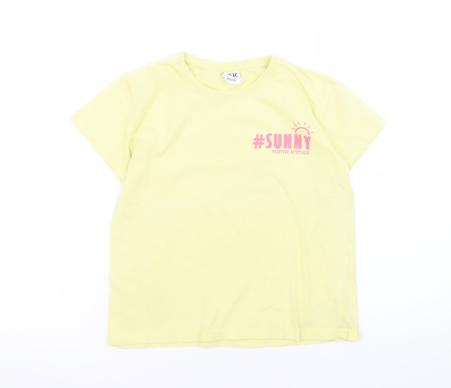 YFK Teens Yellow Crew Neck Basic T-Shirt Size 12 Cotton