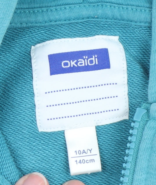 Okaidi Boys Blue Full Zip Hoodie 10 Years Cotton Casual Winter Wear