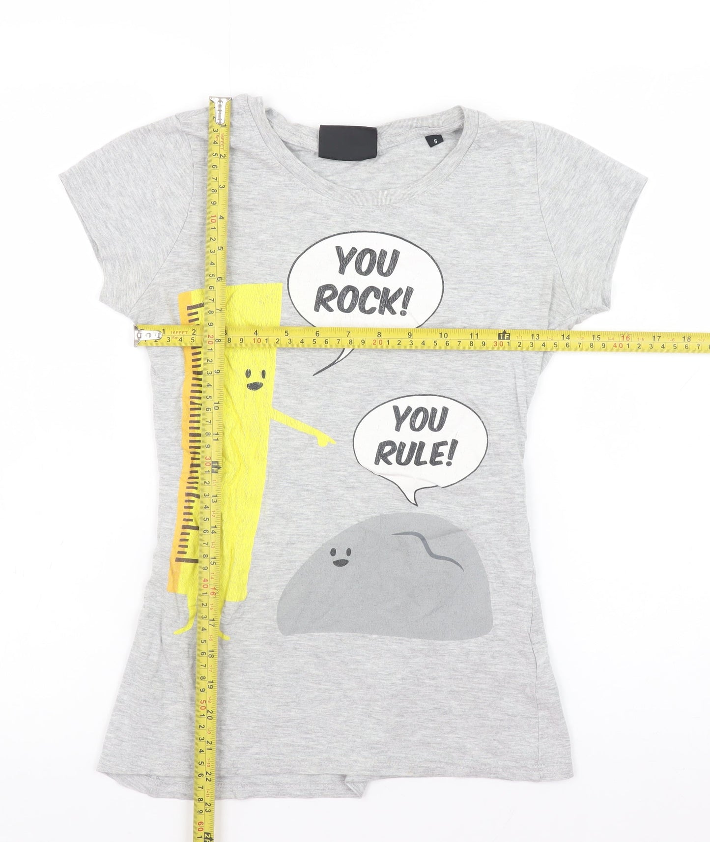 What’s Today? Girls Grey Graphic T-Shirt 'You Rock You Rule' Size S